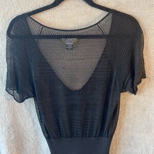 Catherie Malandrino Sheer Cropped Top, Size -  Large, Color - Black